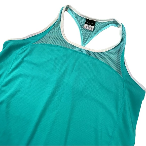 Nike size large Dri-Fit teal polyester racerback tank with netting around top - Picture 2 of 8